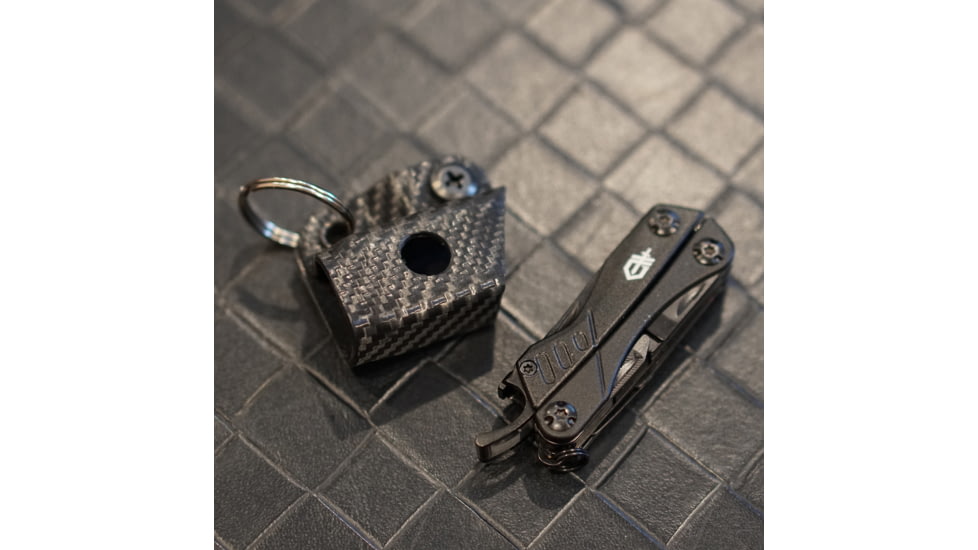 StatGear Kydex Keychain Sheath for Gerber Dime &amp; Leatherman Squirt, Carbon Fiber Black, GDIME-CF-BLK