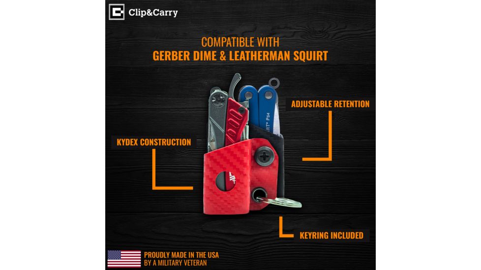 StatGear Kydex Keychain Sheath for Gerber Dime &amp; Leatherman Squirt, Carbon Fiber Black, GDIME-CF-BLK