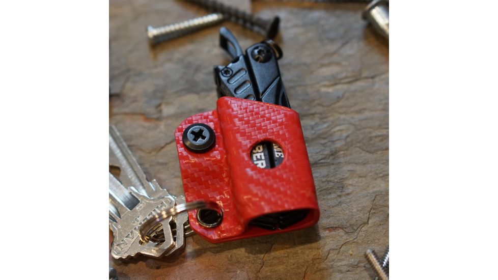 StatGear Kydex Keychain Sheath for Gerber Dime &amp; Leatherman Squirt, Carbon Fiber Red, GDIME-CF-RED