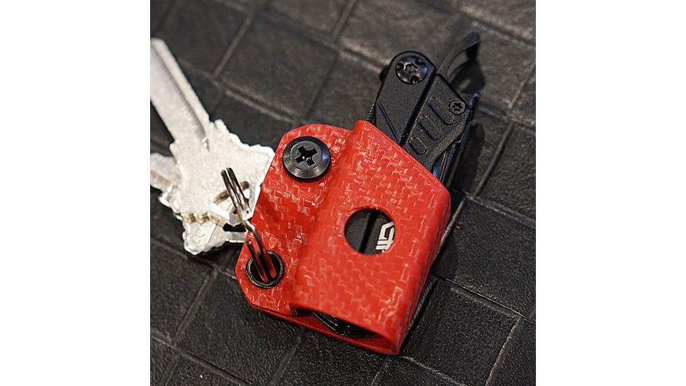 StatGear Kydex Keychain Sheath for Gerber Dime &amp; Leatherman Squirt, Carbon Fiber Red, GDIME-CF-RED