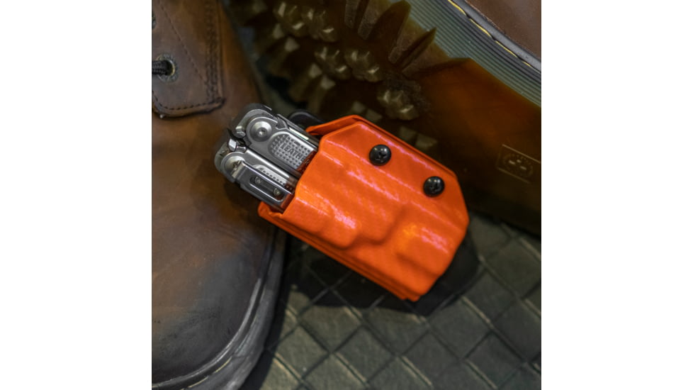 StatGear Kydex Sheath for Leatherman Free P2, Carbon Fiber Orange, LP2-CF-ORNG