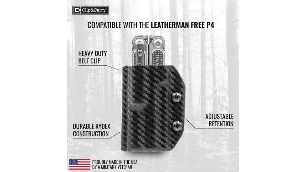 StatGear Kydex Sheath for Leatherman Free P4, Carbon Fiber Red, LP4-CF-RED