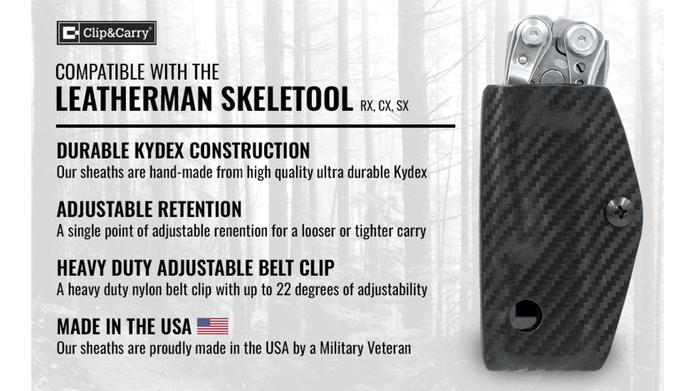 StatGear Kydex Sheath for Leatherman Skeletool Models, Carbon Fiber Black, LSKEL-CF-BLK