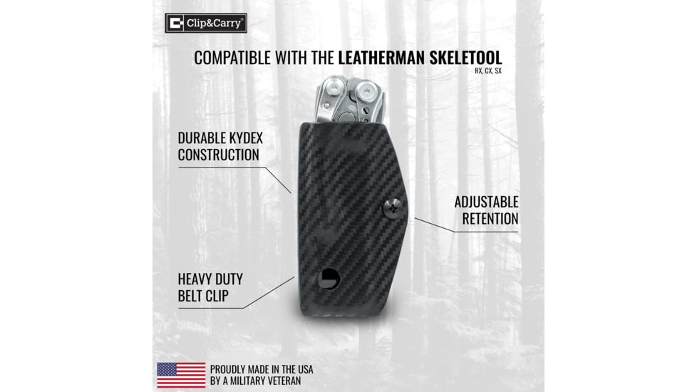 StatGear Kydex Sheath for Leatherman Skeletool Models, Carbon Fiber Black, LSKEL-CF-BLK