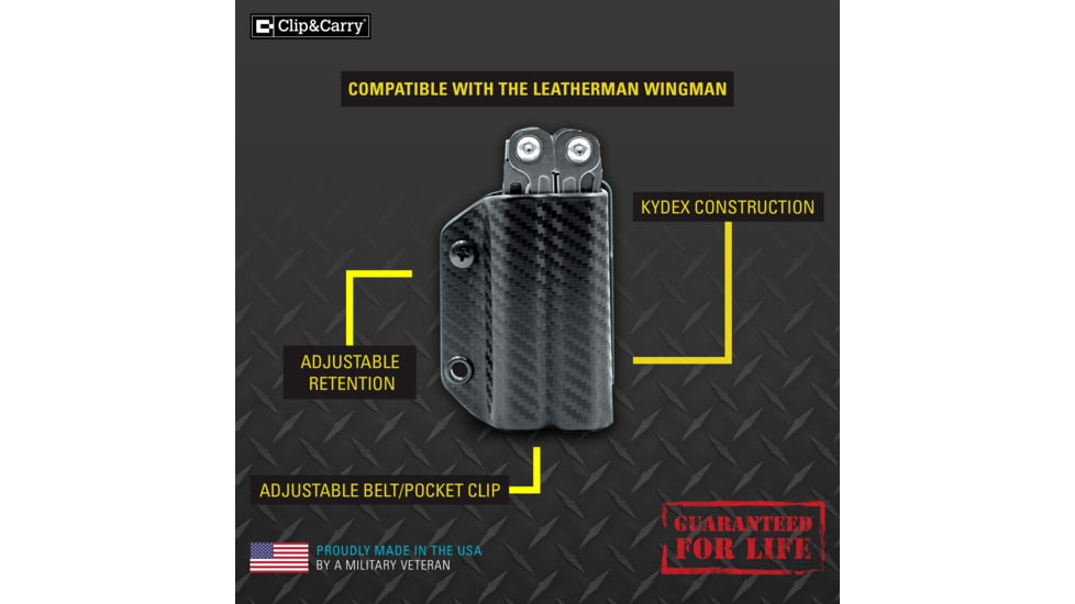 StatGear Kydex Sheath for Leatherman Wingman &amp; Sidekick, Carbon Fiber Black, LWING-CF-BLK