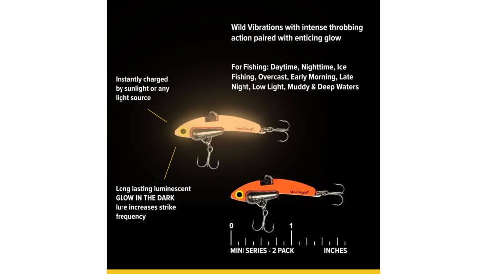 SteelShad Mini, 2 Pack, 1/4 Oz, Glow White, SSL-10222
