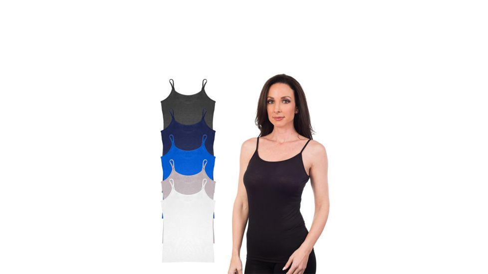 Womens Camisol - 6pk - Black, Blue, Charcoal, Grey, Navy, White, Multicolor, Large
