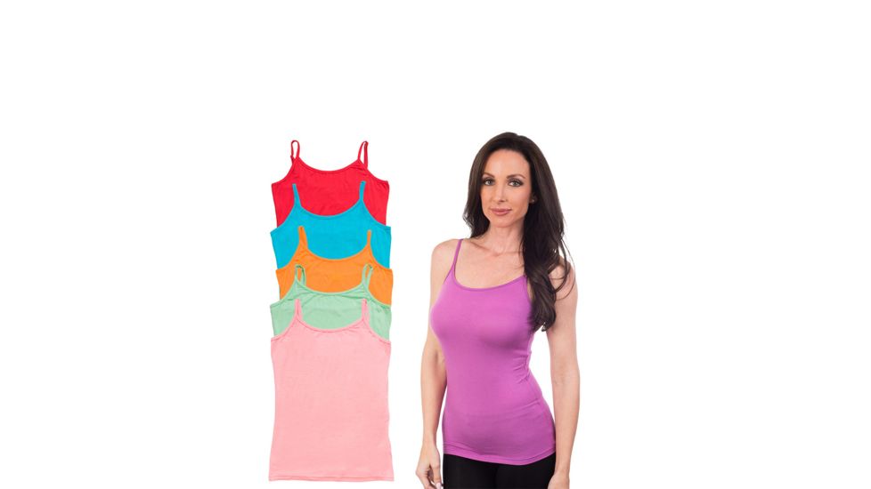 Womens Camisol - 6pk - Hemlock, Radiant Orchid, Scuba Blue, Strawberry Ice, Tangerine, Tomato, Multicolor, Large