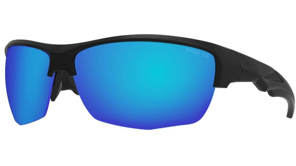 STNGR Hi-Speed Ballistic Sunglasses, Matte Black/Blue, Medium/Large, JC-TI3P-N1IN