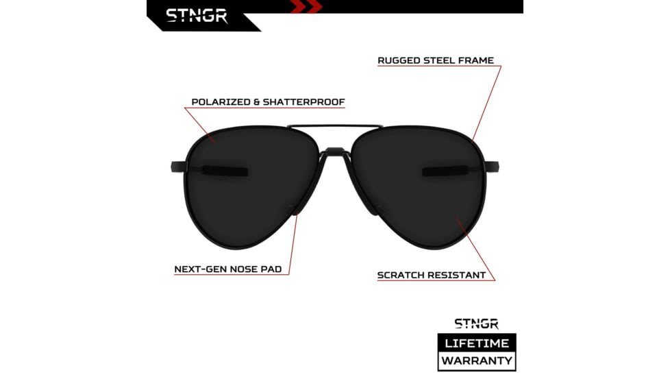 STNGR Horizon Lifestyle Sunglasses, Matte Black/Smoke, Medium/Large, 1P-ODAR-LIOP