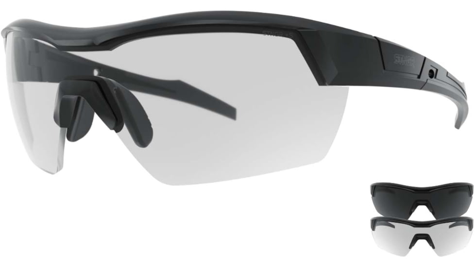 STNGR Lo-Drag Ballistic Sunglasses, Matte Black/Smoke/Clear,Non-Polarized, Medium/Large, 6K-8O41-JV3L