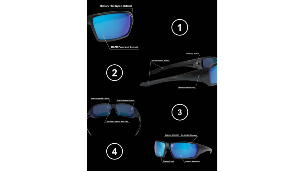 STNGR Ridge Ballistic Sunglasses, Matte Black/Blue Mirror, Large/Extra Large, C7-Z4IT-YY7A