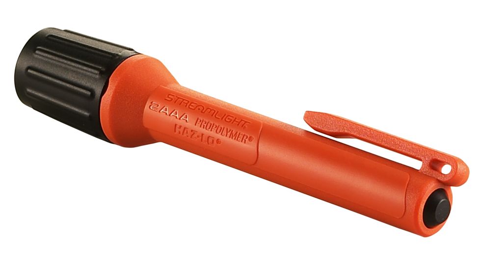 Streamlight 2Aaa Propolymer Haz-Lo Flashlight, Atex Rated, 60 Lumen White Led, 2 X Aaa Battery, Box, Orange, 66507
