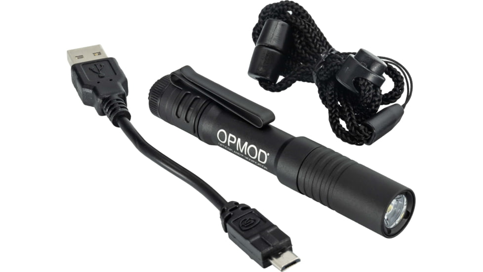 Streamlight OPMOD MicroStream Personal LED Flashlight, Ultra-Compact USB Rechargeable, 250/50 Lumens, Black, 66604OPMOD