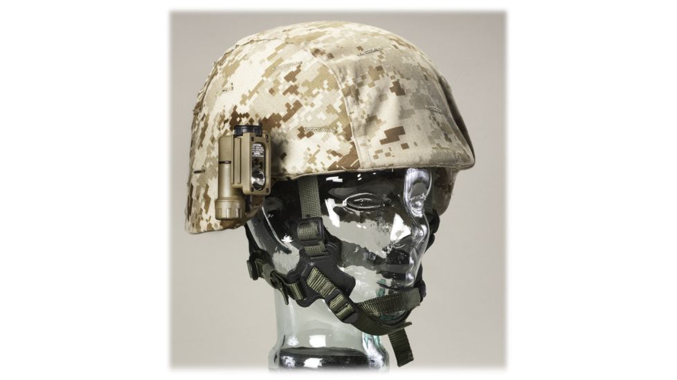 Streamlight Sidewinder Compact Coyote Tan - shown mounted on helmet
