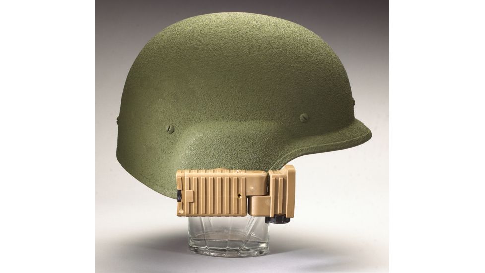 Stream Light Sidewinder Tactical Light - Coyote - shown mounted on helmet