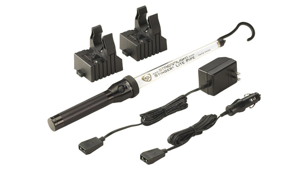 Streamlight Stinger Lite Pipe Flashlight / Work Light, 120V AC/DC, 2 Holders, NiCd, 75684