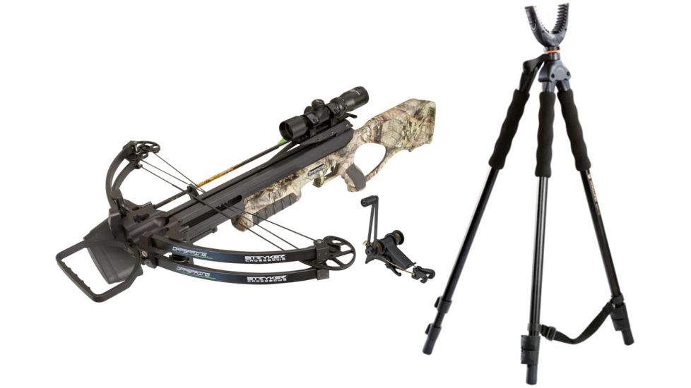 Stryker Offspring Crossbow Pkg, Mossy Oak Break-Up Country, A12957 W/ Vanguard Quest Tripod