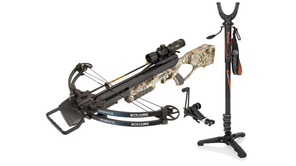 Stryker Offspring Crossbow Pkg, Mossy Oak Break-Up Country, A12957 W/ Vanguard Veo Shooting Stick