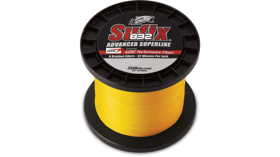 Sufix 832 Braid 30lb Line, Hi-Vis Yellow, 3500 Yds, 660-430Y