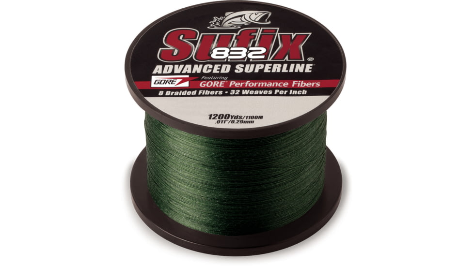 Sufix 832 Braid 65lb Line, Low-Vis Green, 1200 Yds, 660-365G