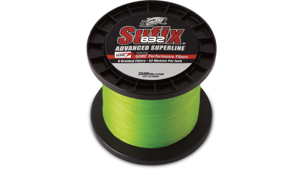 Sufix 832 Braid 80lb Line, Neon Lime, 3500 Yds, 660-480L