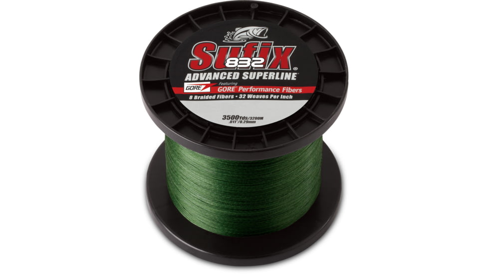 Sufix 832 Braid 15lb Line, Low-Vis Green, 3500 Yds, 660-415G