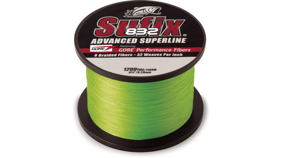 Sufix 832 Braid 15lb Line, Neon Lime, 1200 Yds, 660-315L