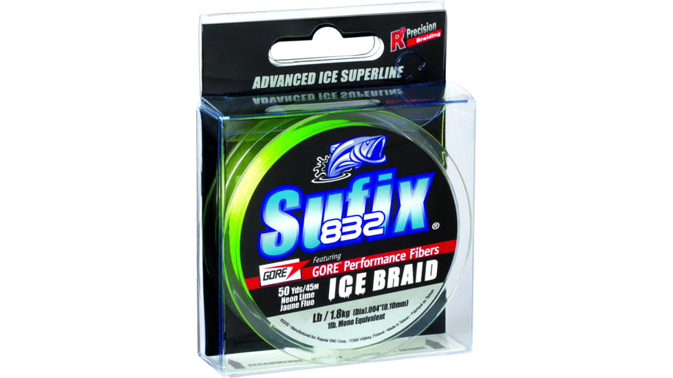 Sufix 832 Ice Braid Line 20Lb 50Yd Neon Lime, 671-020L