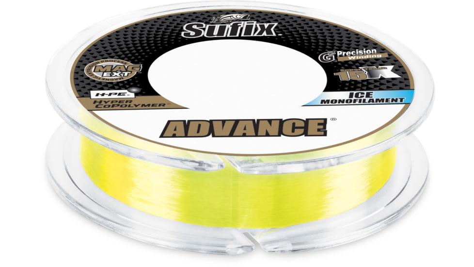 Sufix Advance Ice Monofilament, 3 lb, 100 yd, Neon Lime, 606-003L