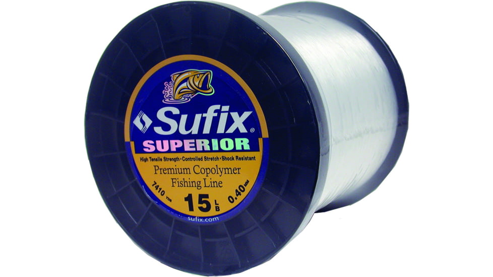 Sufix Superior Monofilament Line 15lb 7410yd Clear 2.2lb Spool, 647-515