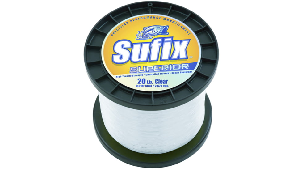 Sufix Superior Monofilament Line 20lb 2670yd Clear 1lb Spool, 645-120