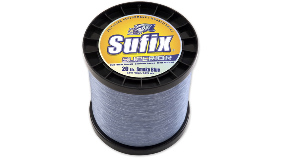 Sufix Superior Monofilament Line 20lb 5875yd Smoke Blue 2.2lb Spool, 647-920