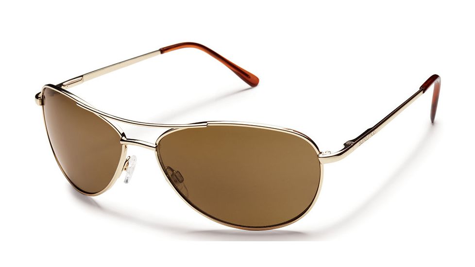 Suncloud Patrol Sunglasses with Gold Frames, Brown Lenses