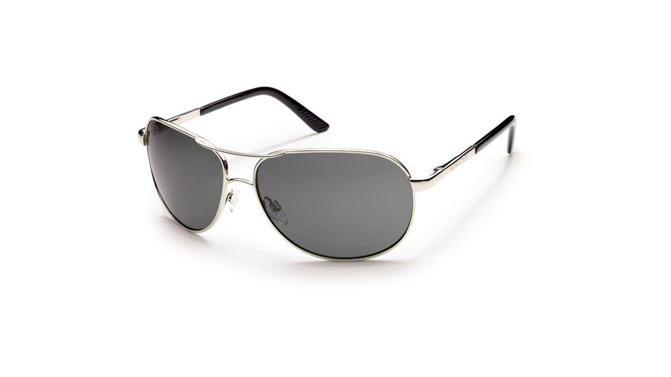 Suncloud Polarized Optics Aviator (New) Sunglasses - Silver Frame, Gray Polarized Polycarbonate Lenses S-AVPPGYSV