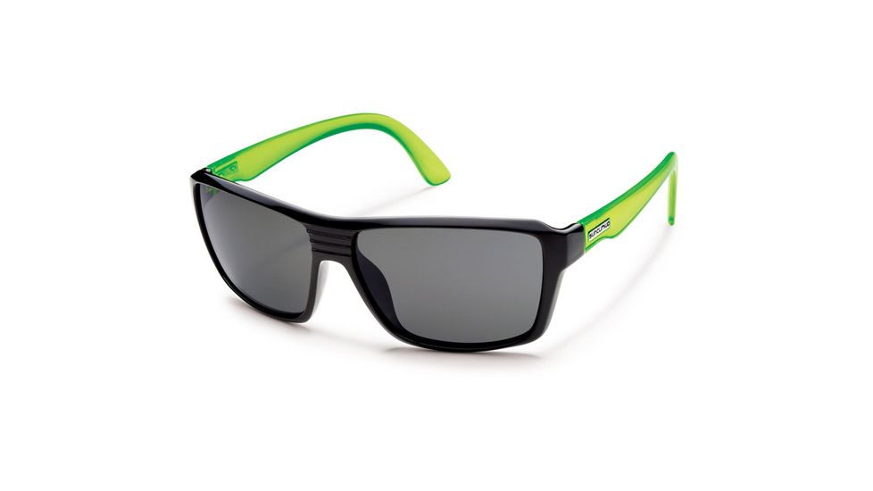 Suncloud Polarized Optics Colfax (New) Sunglasses - Black / Green Temple Frame, Gray Polarized Polycarbonate Lenses S-CFPPGYGN