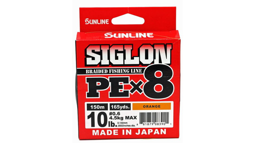 Sunline Siglon PEx8 8-Strand Braided Line 10lb 165yd Orange Tight Weave Low Diameter, 63053486