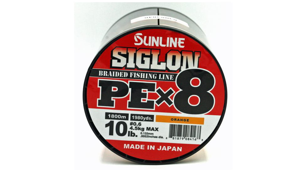Sunline Siglon PEx8 8-Strand Braided Line 10lb 1968yd Orange Tight Weave Low Diameter, 63053846