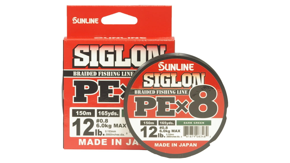 Sunline Siglon PEx8 8-Strand Braided Line 12lb 165yd Dark Green Tight Weave Low Diameter, 63053448