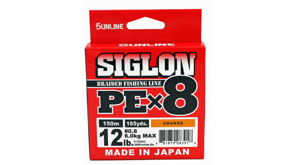 Sunline Siglon PEx8 8-Strand Braided Line 12lb 165yd Orange Tight Weave Low Diameter, 63053488