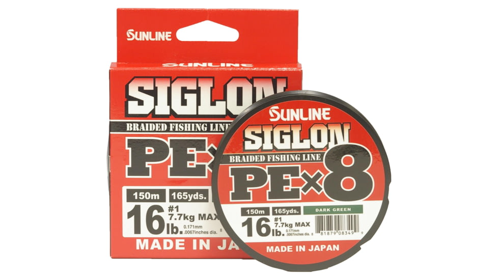 Sunline Siglon PEx8 8-Strand Braided Line 16lb 165yd Dark Green Tight Weave Low Diameter, 63053450