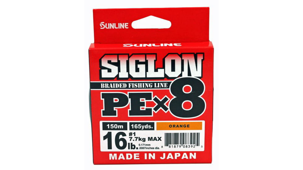 Sunline Siglon PEx8 8-Strand Braided Line 16lb 165yd Orange Tight Weave Low Diameter, 63053490