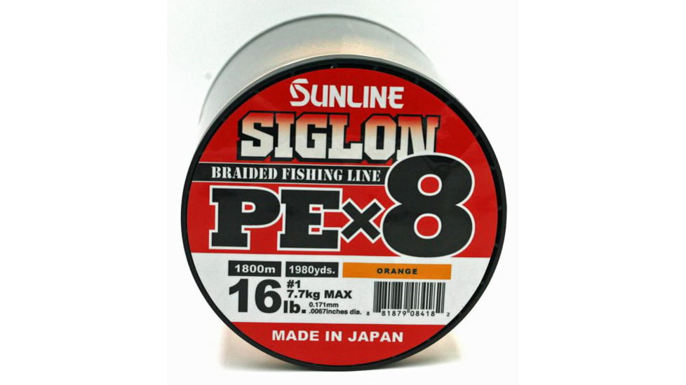 Sunline Siglon PEx8 8-Strand Braided Line 16lb 1968yd Orange Tight Weave Low Diameter, 63053850