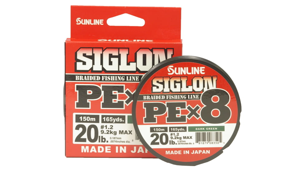 Sunline Siglon PEx8 8-Strand Braided Line 20lb 165yd Dark Green Tight Weave Low Diameter, 63053452