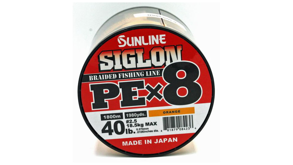 Sunline Siglon PEx8 8-Strand Braided Line 40lb 1968yd Orange Tight Weave Low Diameter, 63053860