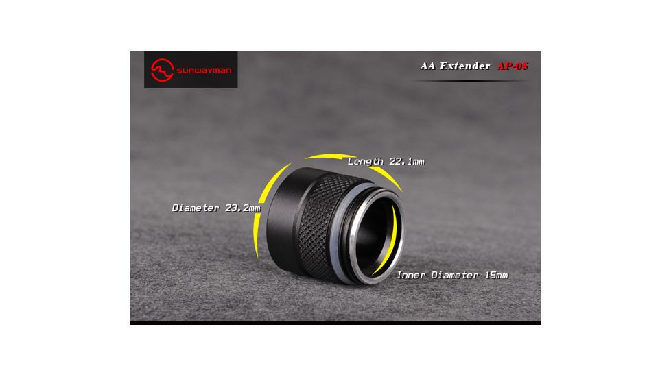 Sunwayman AA Extender, Titanium, Fits Flashlights V10R Ti, V10R Ti2, V10R Ti Plus