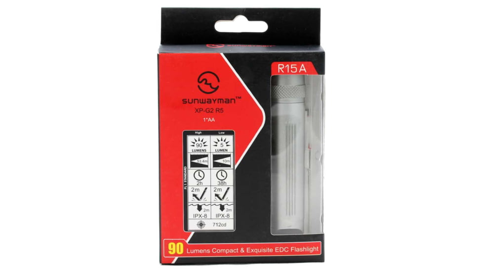 Sunwayman R15A R5 1AA Compact LED Flashlight, Grey SUNWAYMAN-R15A-R5-GRY