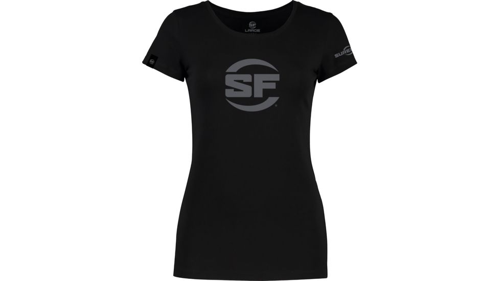 SureFire SF Button Logo T-Shirt - Women's, 100% Cotton, Black, Large SST-SFBW-BK-L