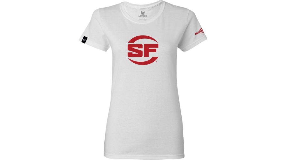 SureFire SF Button Logo T-Shirt - Women's, 100% Cotton, White, Large SST-SFBW-WH-L