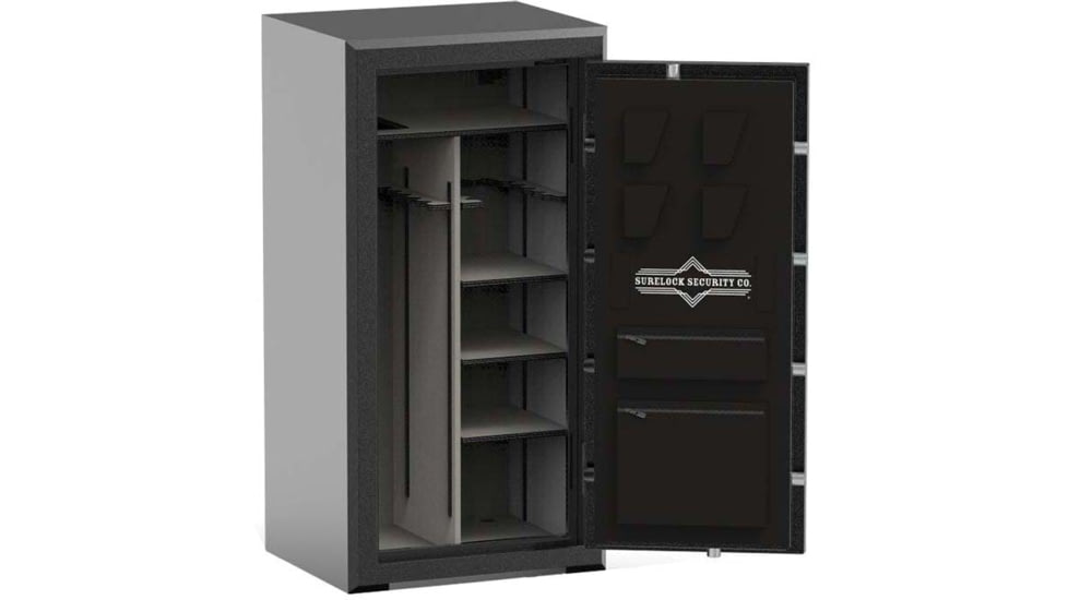 Surelock Security Flag Safe 25 Gun and Home Safe w/SecuRam Lock, 25 Capacity, 12 Gauge Steel, Grey, 3418988